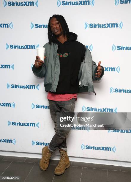 Joey Bada$$ visits SiriusXM's Shade45 at SiriusXM Studios on April 4, 2017 in New York City.