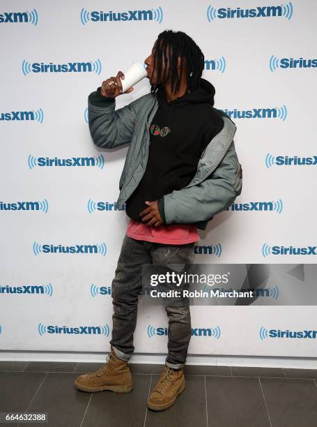 Joey Bada$$ visits SiriusXM's Shade45 at SiriusXM Studios on April 4, 2017 in New York City.