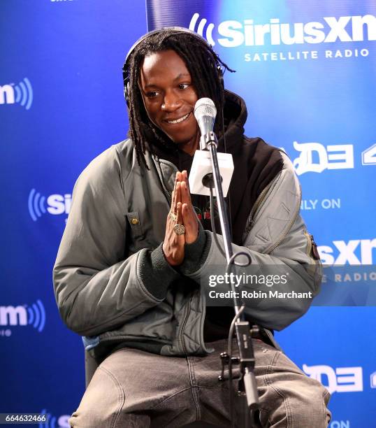 Joey Bada$$ visits SiriusXM's Shade45 at SiriusXM Studios on April 4, 2017 in New York City.