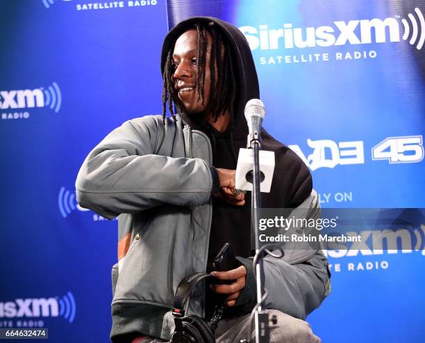 Joey Bada$$ visits SiriusXM's Shade45 at SiriusXM Studios on April 4, 2017 in New York City.