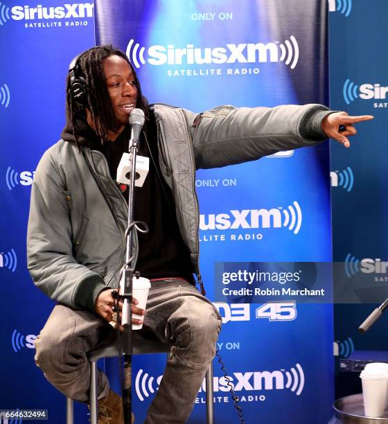 Joey Bada$$ visits SiriusXM's Shade45 at SiriusXM Studios on April 4, 2017 in New York City.