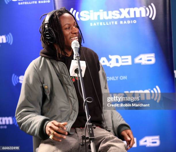 Joey Bada$$ visits SiriusXM's Shade45 at SiriusXM Studios on April 4, 2017 in New York City.