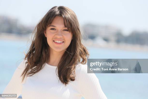 Sabrina Bartlett attends "Knightfall" photocall during MIPTV 2017 on April 4, 2017 in Cannes, France.