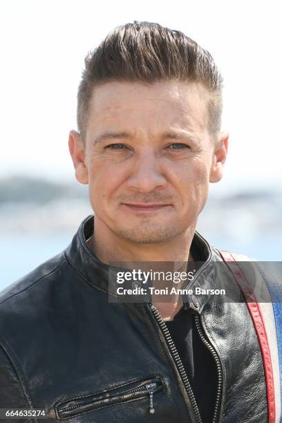 Jeremy Renner attends "Knightfall" photocall during MIPTV 2017 on April 4, 2017 in Cannes, France.