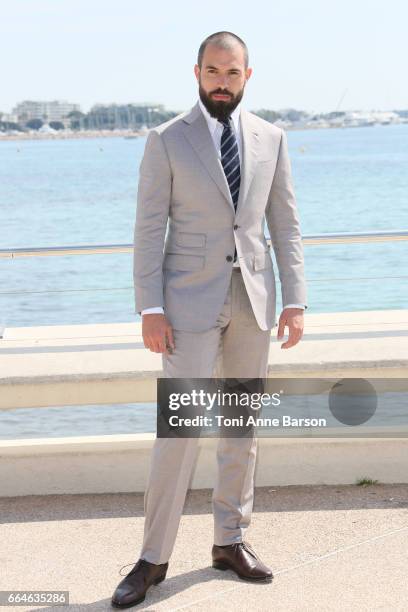 Tom Cullen attends "Knightfall" photocall during MIPTV 2017 on April 4, 2017 in Cannes, France.