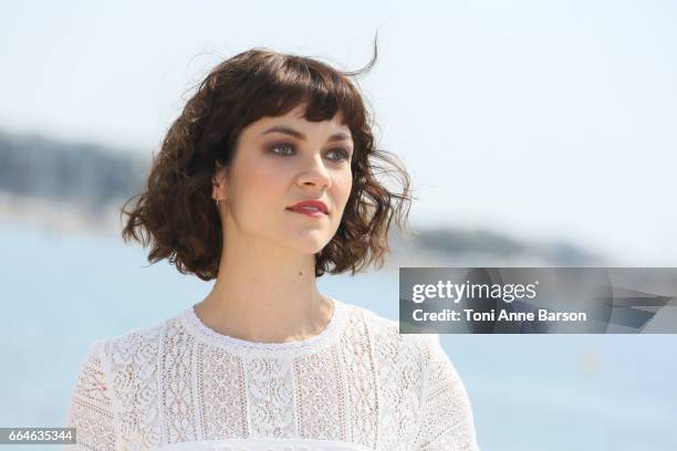 Olivia Ross attends "Knightfall" photocall during MIPTV 2017 on April 4, 2017 in Cannes, France.