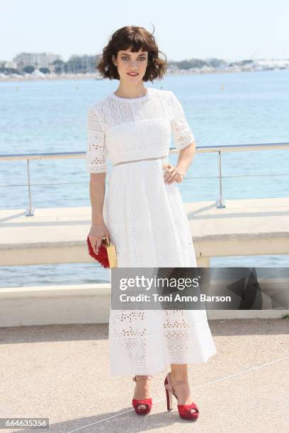 Olivia Ross attends "Knightfall" photocall during MIPTV 2017 on April 4, 2017 in Cannes, France.