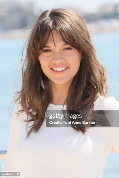 Sabrina Bartlett attends "Knightfall" photocall during MIPTV 2017 on April 4, 2017 in Cannes, France.