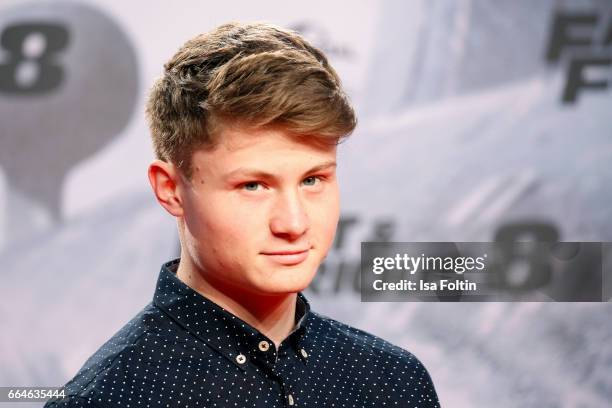 Youtuber Felix von der Laden alias Dner attends the premiere for the film 'Fast & Furious 8' at Sony Centre on April 4, 2017 in Berlin, Germany.