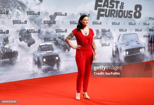 German presenter Lina van de Mars attends the premiere for the film 'Fast & Furious 8' at Sony Centre on April 4, 2017 in Berlin, Germany.