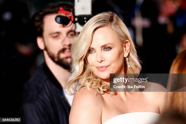 Actress Charlize Theron attends the premiere for the film 'Fast & Furious 8' at Sony Centre on April 4, 2017 in Berlin, Germany.