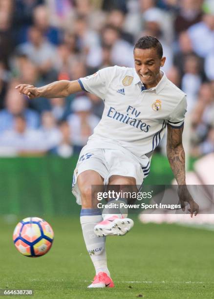 Danilo Luiz Da Silva of Real Madrid in action during their La Liga match between Real Madrid and Deportivo Alaves at the Santiago Bernabeu Stadium on...