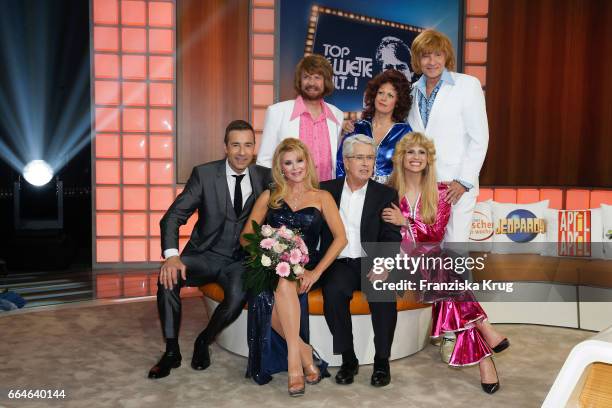 Kai Pflaume, Audrey Landers ,Guenther Jauch, Barbara Schoeneberger, Frank Elstner, Michelle Hunziker and Thomas Gottschalk during the photo call for...