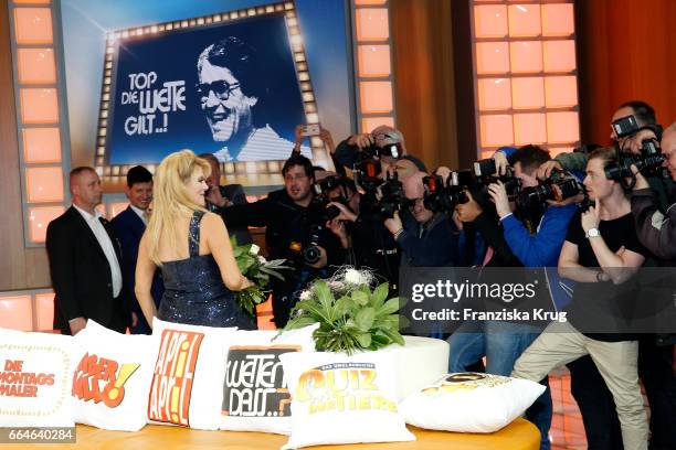 Audrey Landers during the photo call for TV Show 'Top, die Wette gilt! 75 Jahre Frank Elstner' in Berlin at on April 4, 2017 in Berlin, Germany.