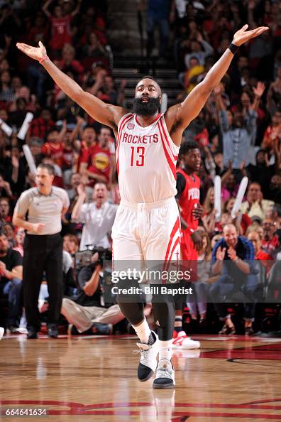Harden Rockets James Harden of the Houston Rockets celebrates during a game against ...