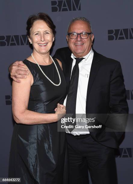 Actress Fiona Shaw and artistic director for BAM, Joseph Mellilo attend The Alan Gala at The BAM Howard Gilman Opera House on April 4, 2017 in the...