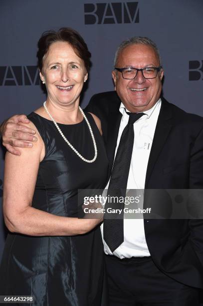 Actress Fiona Shaw and artistic director for BAM, Joseph Mellilo attend The Alan Gala at The BAM Howard Gilman Opera House on April 4, 2017 in the...