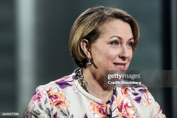 Inga Beale, chief executive officer of Lloyd's of London, speaks during a Bloomberg Television interview in Hong Kong, China, on Wednesday, April 5,...