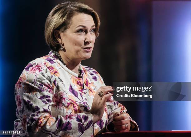 Inga Beale, chief executive officer of Lloyd's of London, speaks during a Bloomberg Television interview in Hong Kong, China, on Wednesday, April 5,...