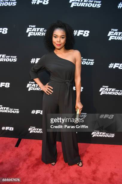 Actress Gabrielle Union attends "The Fate Of The Furious" Atlanta red carpet screening at SCADshow on April 4, 2017 in Atlanta, Georgia.