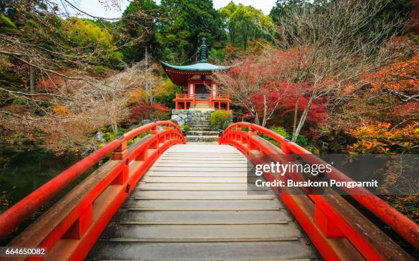 autumn season,the leave change color of red in temple japan - daigoji stock pictures, royalty-free photos & images