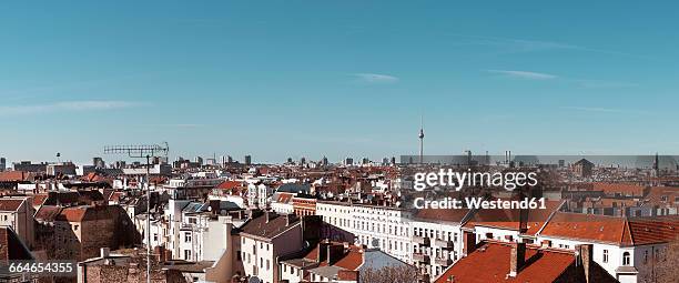 germany, berlin, panoramic city view with television tower - berlin panorama stock-fotos und bilder