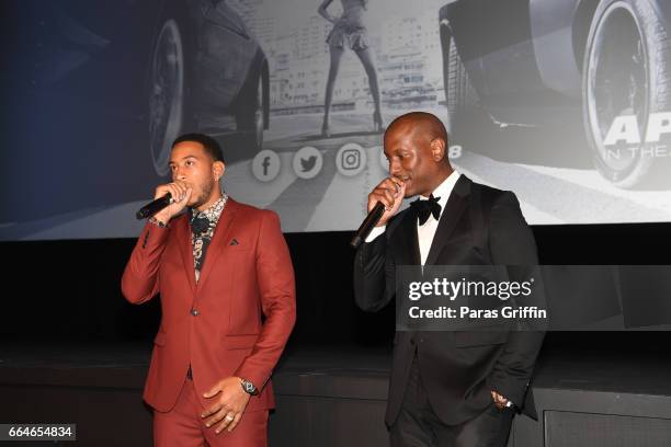 Ludacris and Tyrese Gibson attend "The Fate Of The Furious" Atlanta red carpet screening at SCADshow on April 4, 2017 in Atlanta, Georgia.