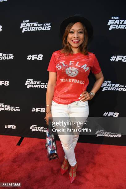 Monyetta Shaw attends "The Fate Of The Furious" Atlanta red carpet screening at SCADshow on April 4, 2017 in Atlanta, Georgia.