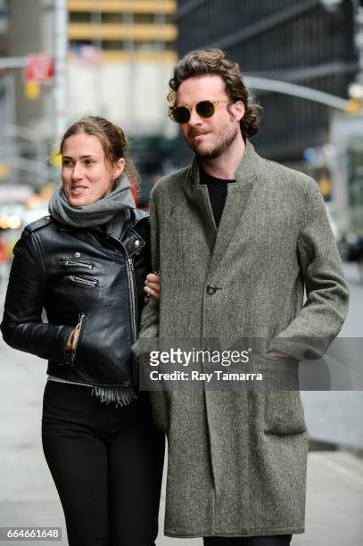 Photographer Emma Elizabeth Tillman and singer Father John Misty enter the "The Late Show With Stephen Colbert" taping at the Ed Sullivan Theater on...