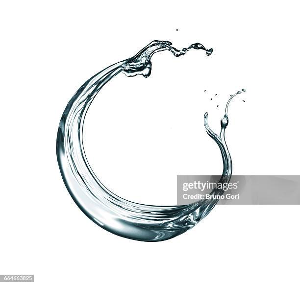 transparent liquid swirling against white background - slow motion water stock pictures, royalty-free photos & images