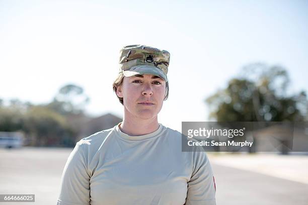 portrait of female soldier at air force military base - airforce one ストックフォトと画像