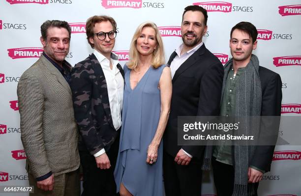Actors Lou Liberatore, Ryan Spahn, Anna Holbrook, Matthew Montelongo and Leland Wheeler attends "Daniel's Husband" opening night party at Sushi Samba...