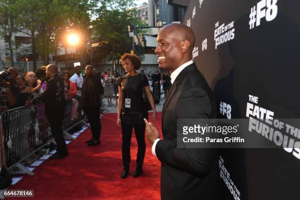 Actor Tyrese Gibson attends The Fate Of The Furious Atlanta Red Carpet Screening at SCADshow on April 4, 2017 in Atlanta, Georgia.