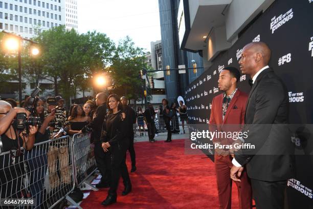 Ludacris and Tyrese Gibson arrive to red carpet of The Fate Of The Furious Atlanta Red Carpet Screening at SCADshow on April 4, 2017 in Atlanta,...