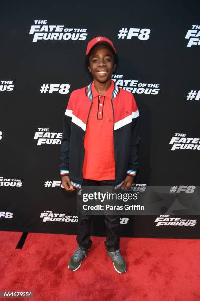 Actor Caleb McLaughlin attends "The Fate Of The Furious" Atlanta Red Carpet Screening at SCADshow on April 4, 2017 in Atlanta, Georgia.