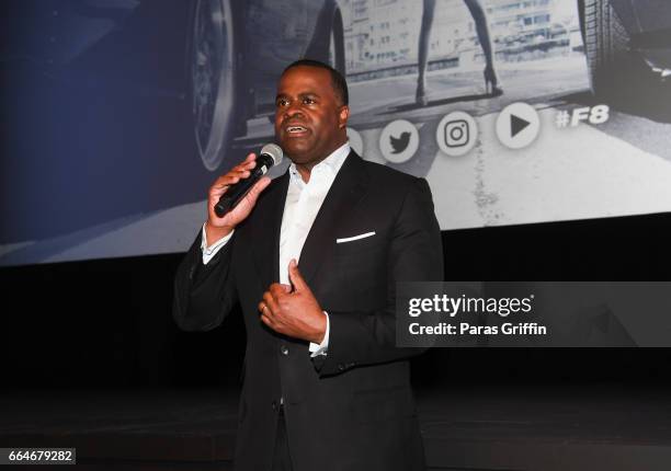 Atlanta mayor Kasim Reed speaks onstage at "The Fate Of The Furious" Atlanta Red Carpet Screening at SCADshow on April 4, 2017 in Atlanta, Georgia.