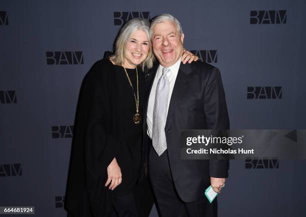 Jamie Snow and former Borough President of Brooklyn, New York City Marty Markowitz attend the BAM Presents: The Alan Gala at on April 4, 2017 in the...