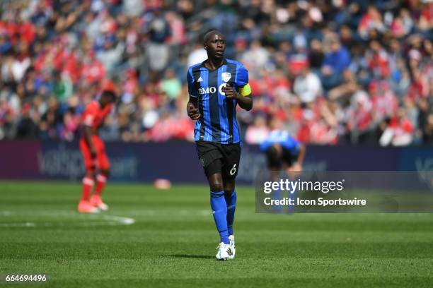 Montreal Impact defender Hassoun Camara in action during a game between the Montreal Impact and the Chicago Fire at Toyota Park in Bridgeview, IL....