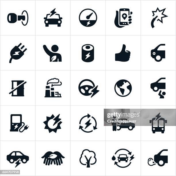 electric vehicle icons - refinery worker stock illustrations