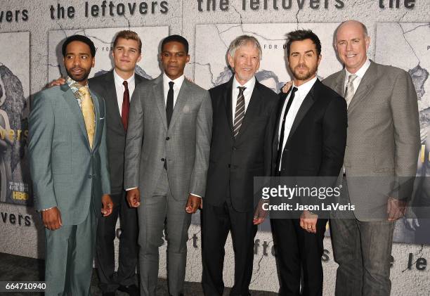 Actors Kevin Carroll, Chris Zylka, Jovan Adepo, Scott Glenn, Justin Theroux and Michael Gaston attend the season 3 premiere of "The Leftovers" at...