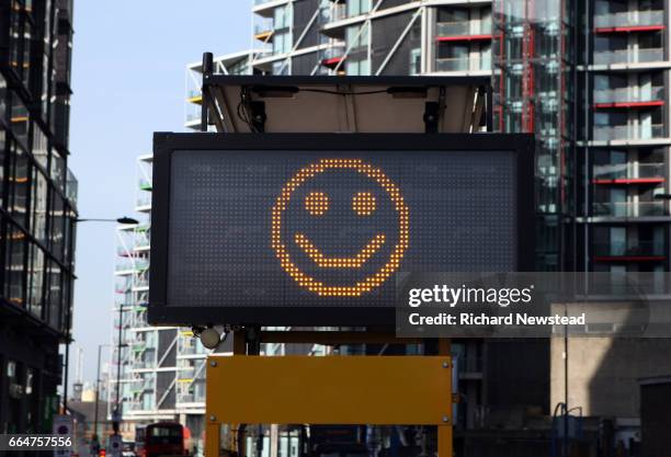 smiley street sign - day uk show ストックフォトと画像