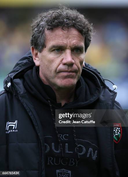 Head coach of RC Toulon Mike Ford looks on before the European Rugby Champions Cup quarter final match between ASM Clermont Auvergne and Racing Club...