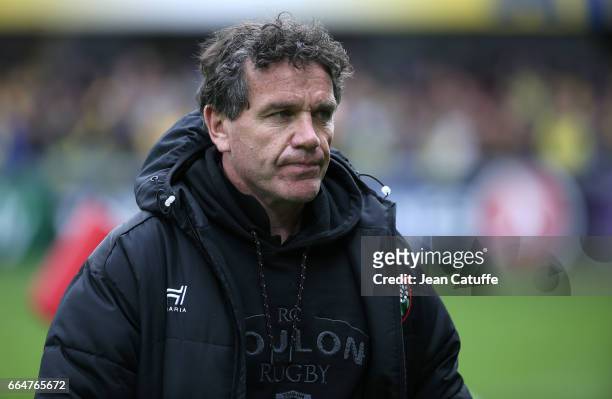 Head coach of RC Toulon Mike Ford looks on before the European Rugby Champions Cup quarter final match between ASM Clermont Auvergne and Racing Club...