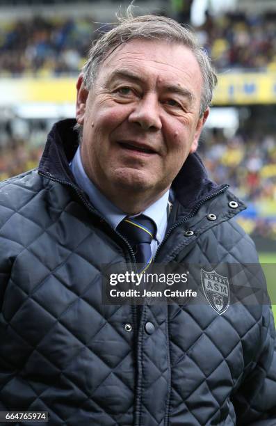 President of ASM Clermont Eric de Cromieres looks on before the European Rugby Champions Cup quarter final match between ASM Clermont Auvergne and...