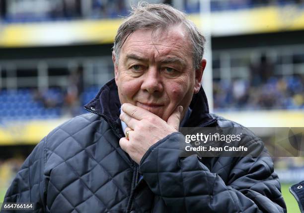 President of ASM Clermont Eric de Cromieres looks on before the European Rugby Champions Cup quarter final match between ASM Clermont Auvergne and...