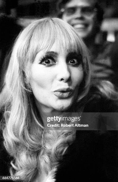 Topless dancer Carol Doda poses for a portrait as she attends the film opening of Pink Flamingo's on June 14, 1972 in San Francisco, California. Doda...