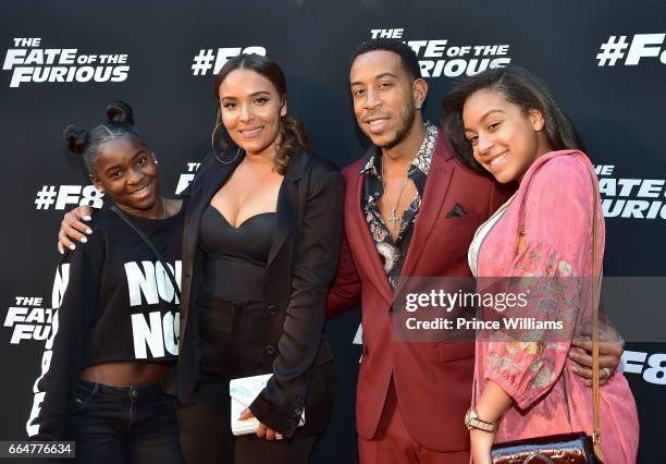 Eudoxie Bridges, Ludacris and Karma Bridges attend "The Fate Of The Furious" Atlanta screening at SCAD Show on April 4, 2017 in Atlanta, Georgia.