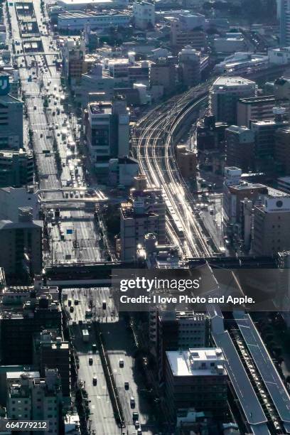 osaka city view - 人工建造物 foto e immagini stock