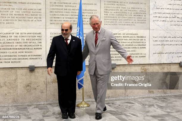 Prince Charles Prince of Wales meets FAO Director General Jose Graziano da Silva as he visits the Food and Agriculture Organization Headquarters in...