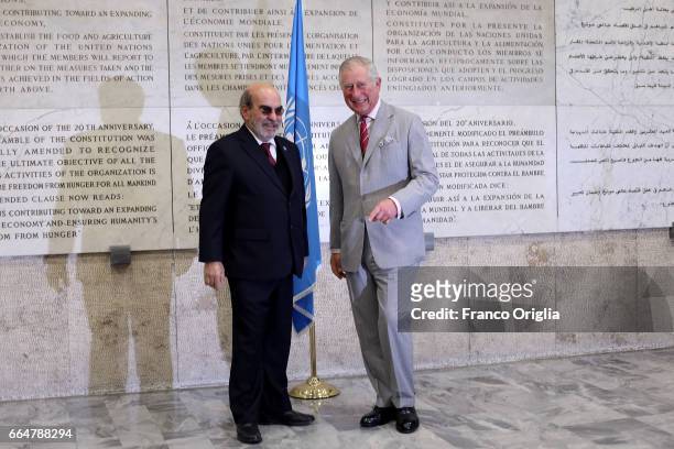 Prince Charles Prince of Wales meets FAO Director General Jose Graziano da Silva as he visits the Food and Agriculture Organization Headquarters in...